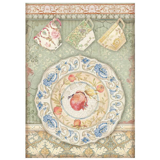 Stamperia A4 Rice Paper Casa Granada Plate and Cups