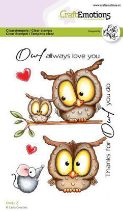 CraftEmotions clearstamps A6 - Owls 2 Carla Creaties