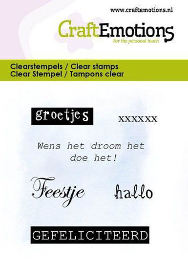 CraftEmotions clearstamps 6x7cm - Groetjes -tekst NL