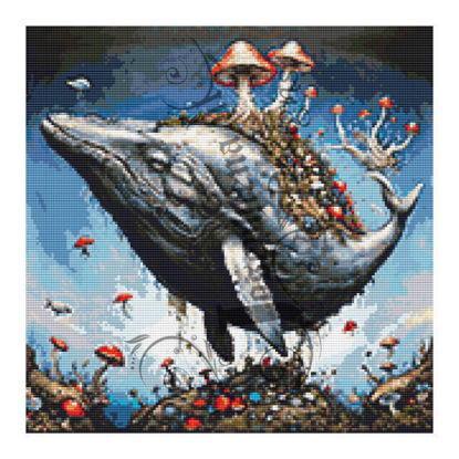 Dive into Fantasy: Unveiling the Majesty of 'Whale with Mushrooms' Diamond Painting!